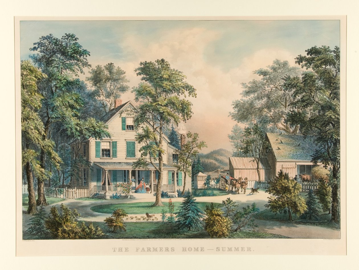 Het Boerenhuis - Zomer door Currier and Ives