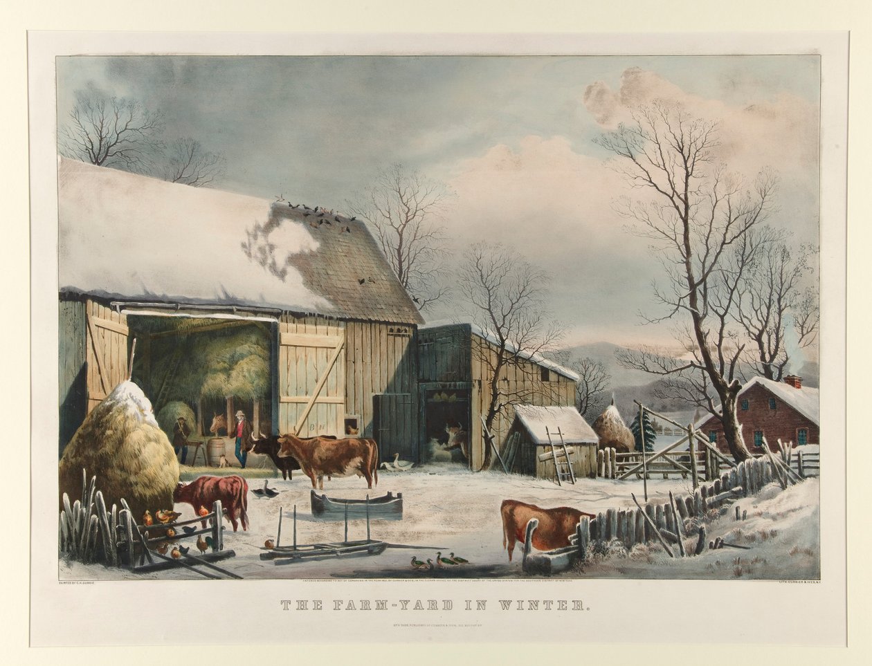 De Boerderij in de Winter door Currier and Ives