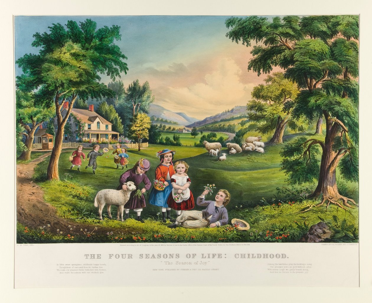 De vier seizoenen van het leven: Kindertijd door Currier and Ives