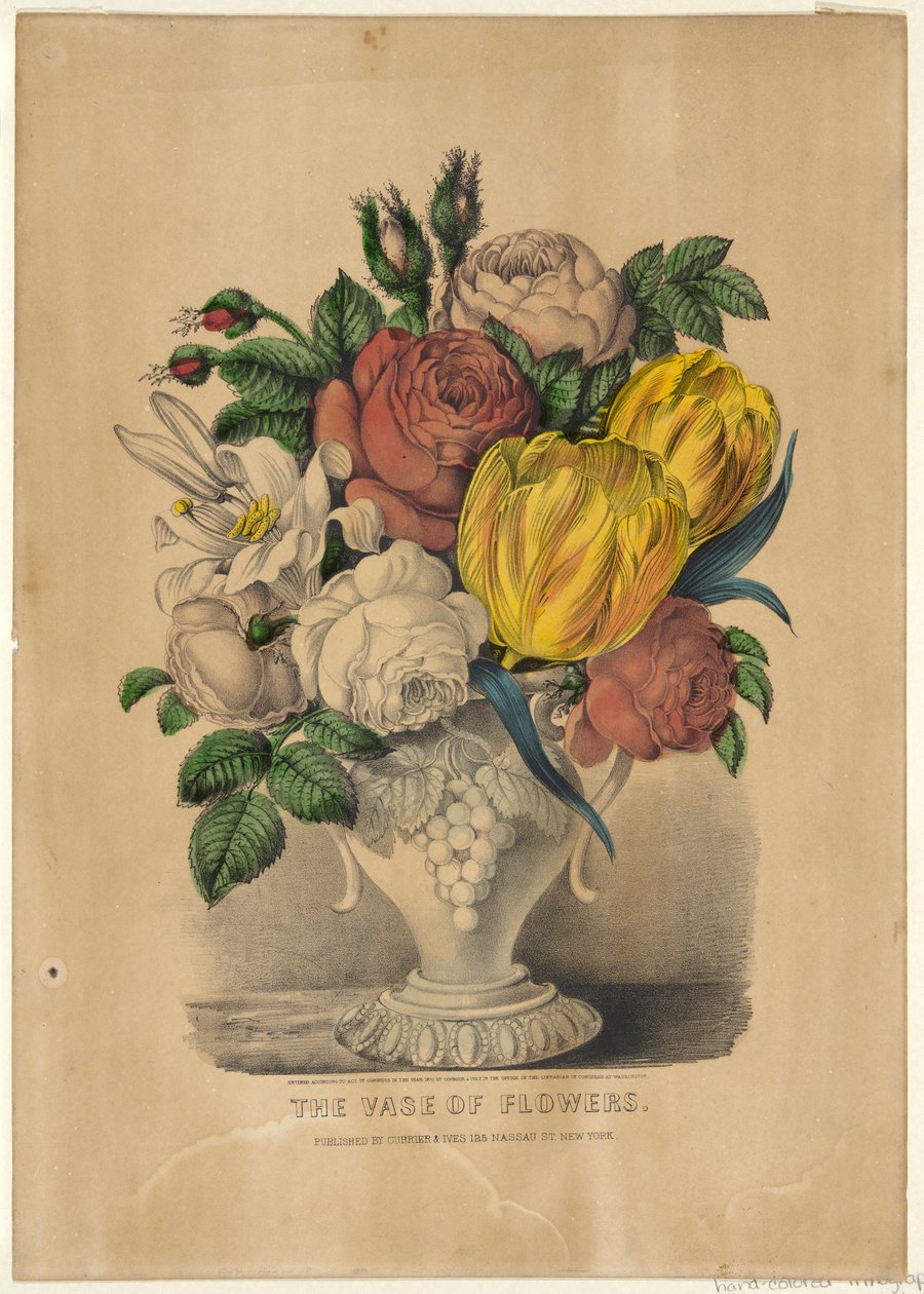 De vaas met bloemen door Currier and Ives