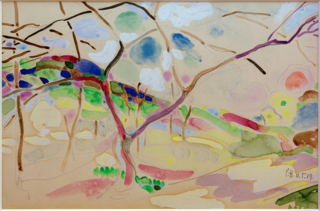 Landschap met bomen bij Pretzfeld door Curt Herrmann