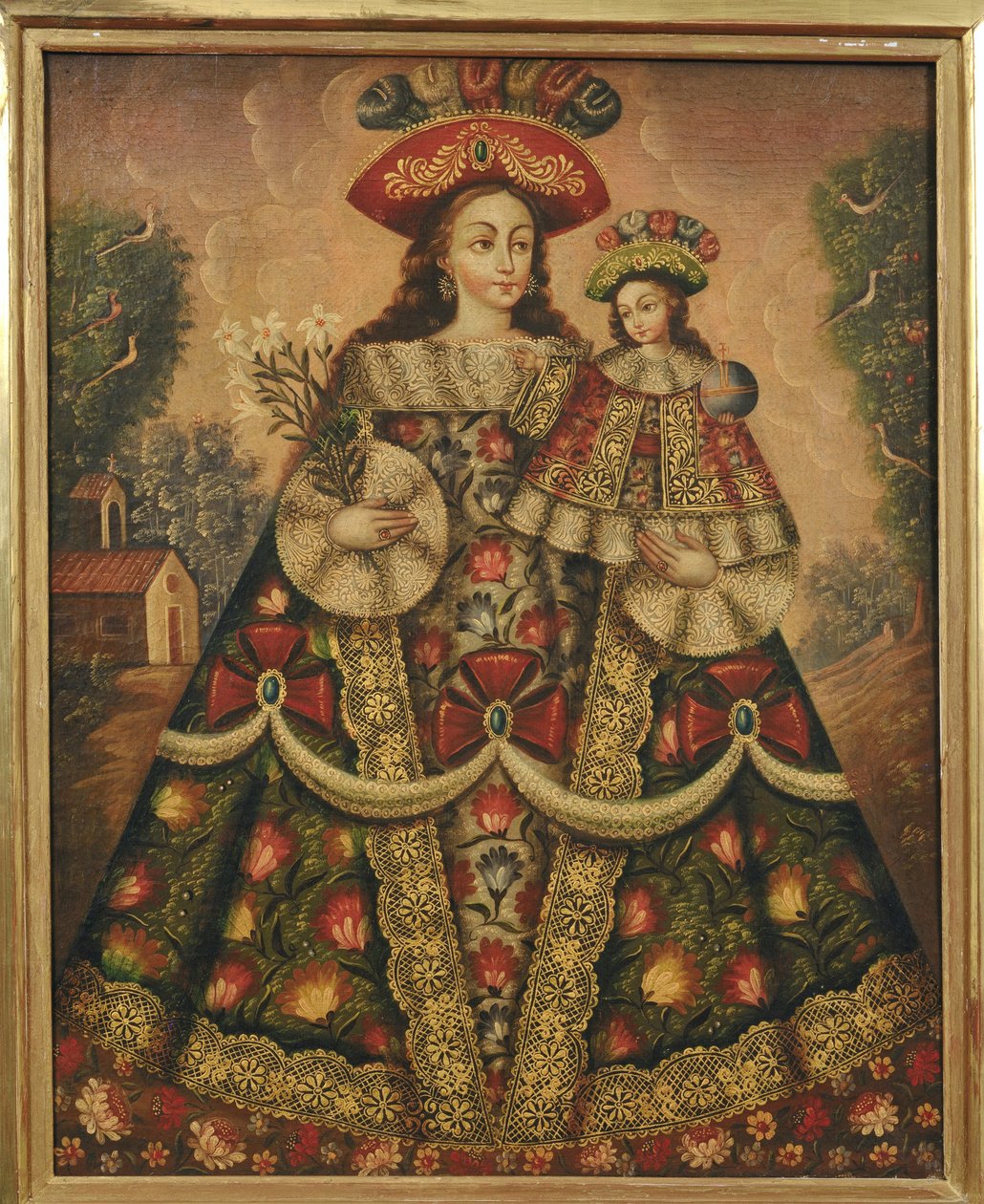 De Maagd van de Pelgrims en het Kind door Cuzco School