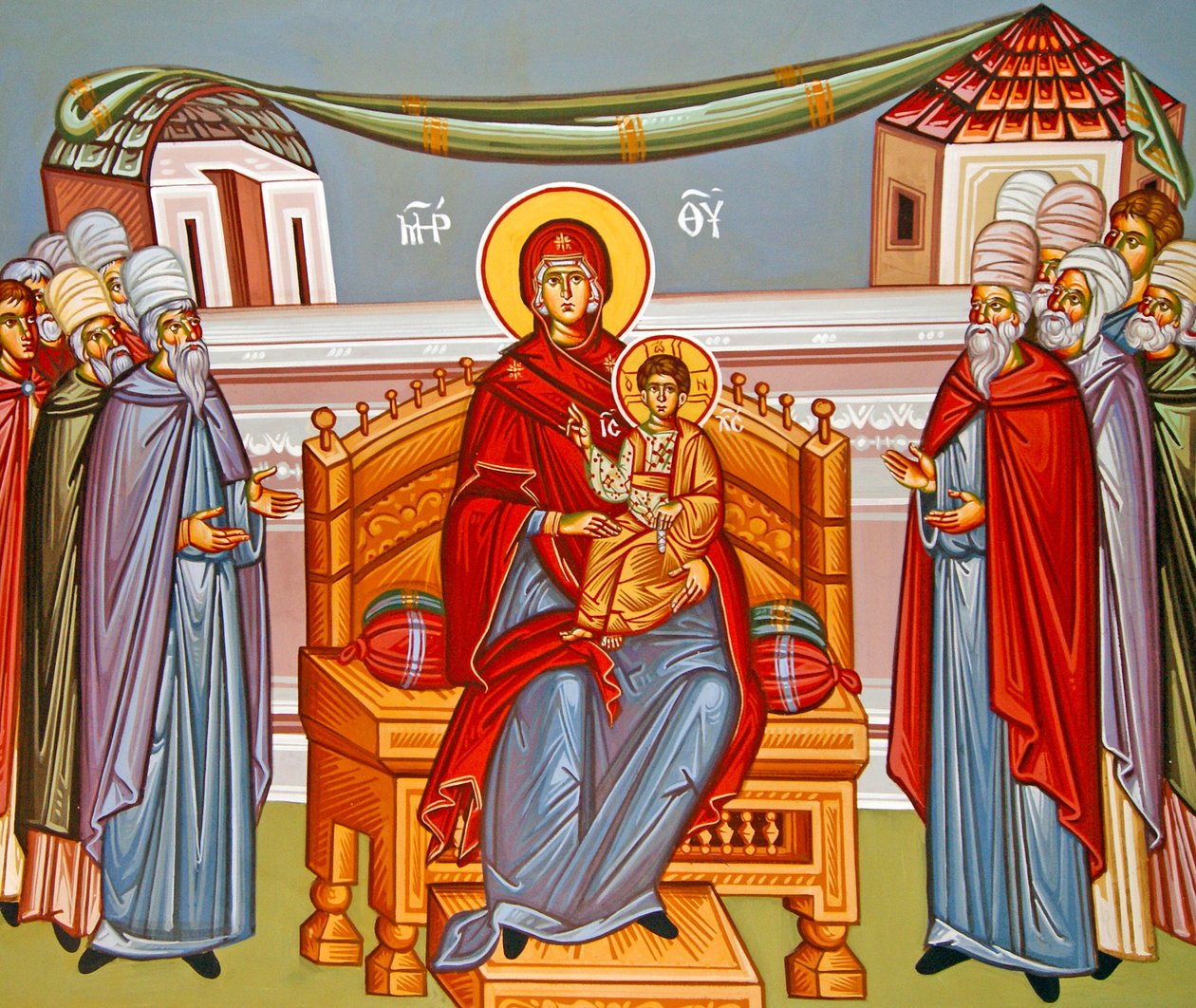 Ouderen vieren de Maagd Maria, Cyprus door Cypriot