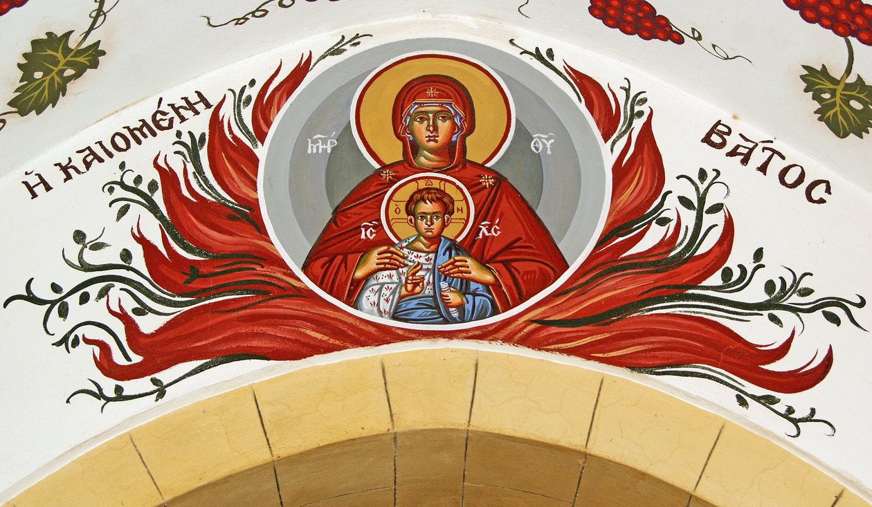 Madonna en kind omringd door vlammen, Cyprus door Cypriot