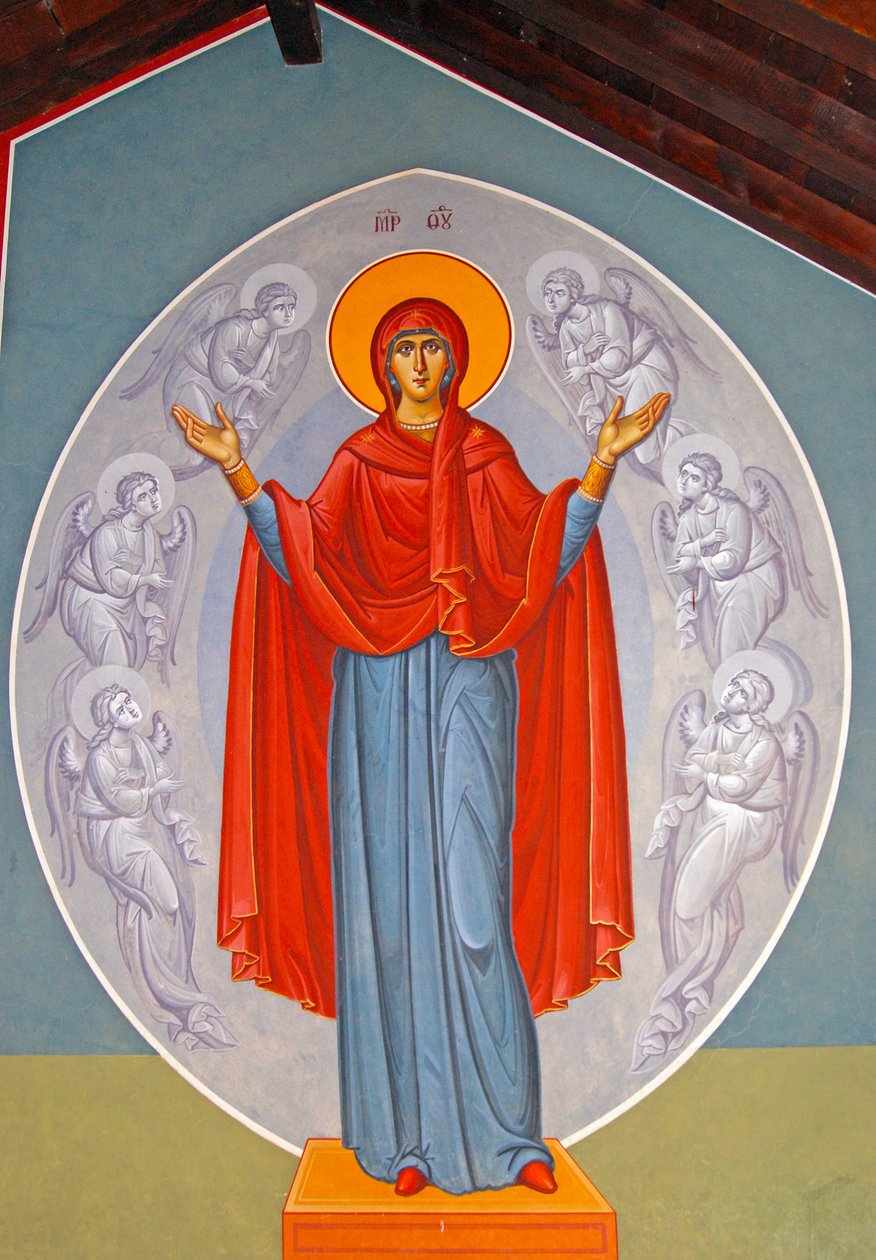 De Maagd Maria omringd door engelen, Cyprus door Cypriot