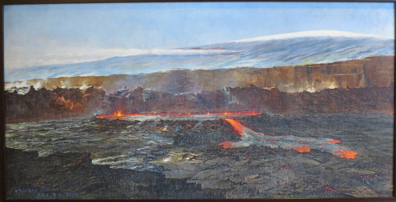 Uitbarsting, Halemaumau-krater in Kilauea-caldera door D. Howard Hitchcock