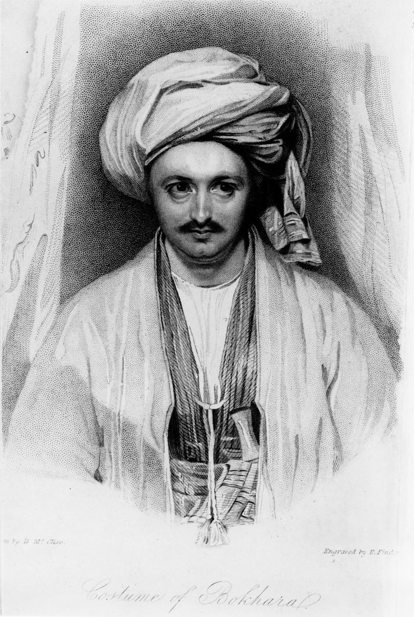 Portret van Sir Alexander Burnes (1805-41) gegraveerd door E.Findes door D McClise