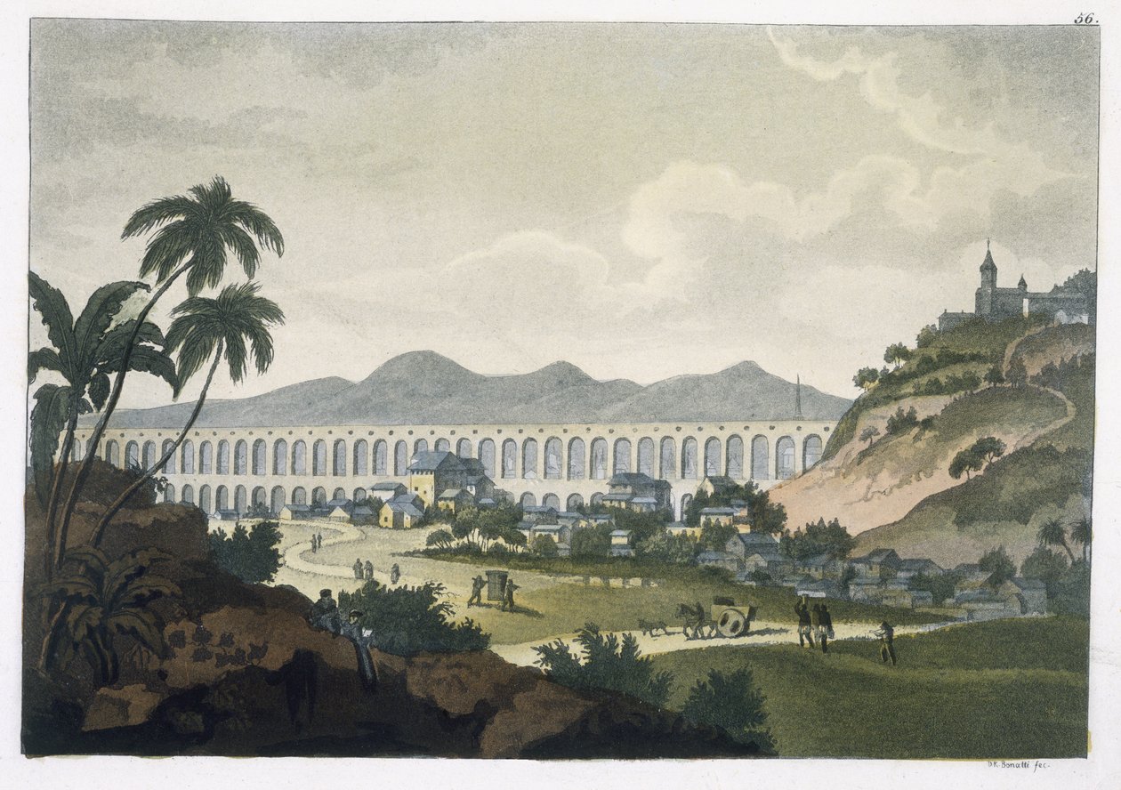Het aquaduct in Rio de Janeiro door D.K. Bonatti