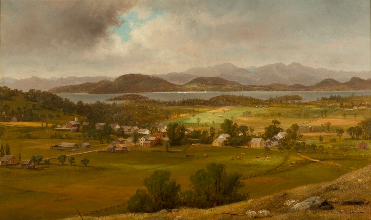 Uitzicht op Charlotte en Lake Champlain door Daniel Folger Bigelow