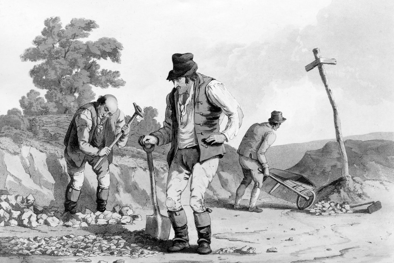 Wegwerkers, 1812 door Daniel Havell