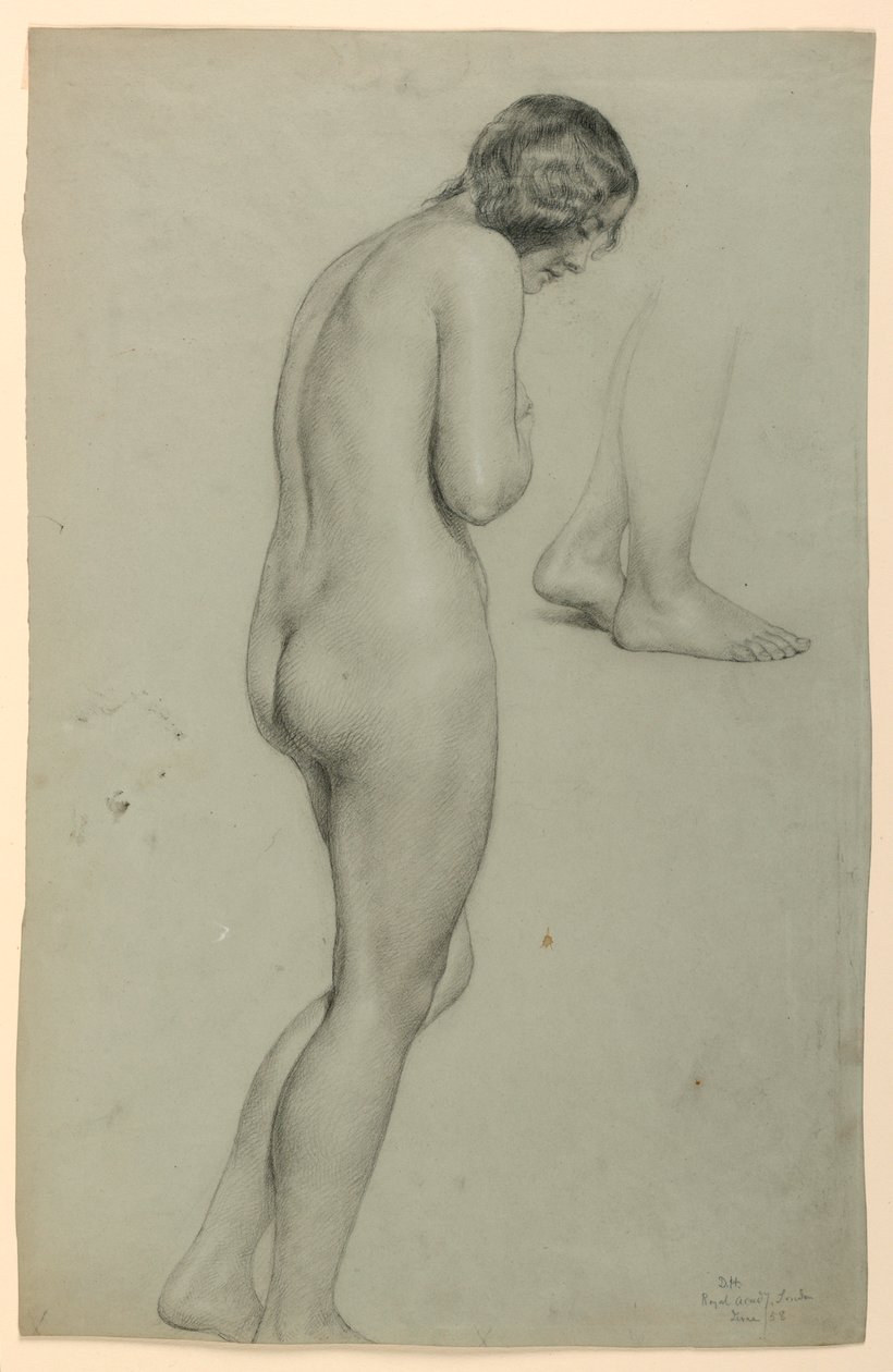 Tekening, vrouwelijk naakt, 1858 door Daniel Huntington