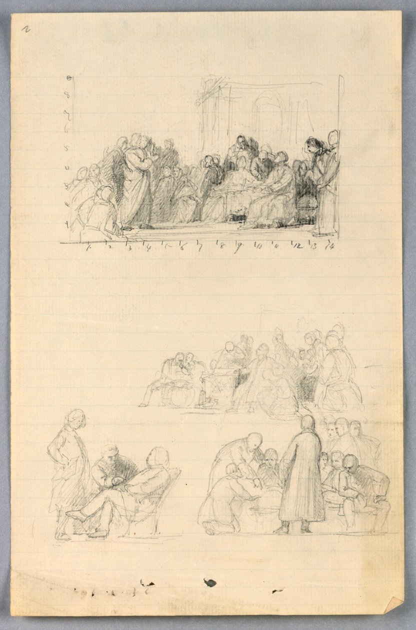 Tekening, Studie voor "Wetenschappelijke Groep", 1858 door Daniel Huntington