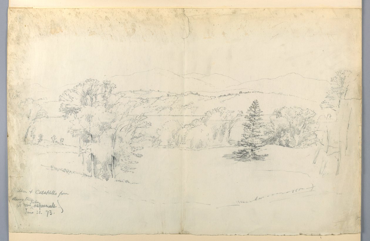 De Hudson Rivier en Catskills vanaf Barrytown door Daniel Huntington