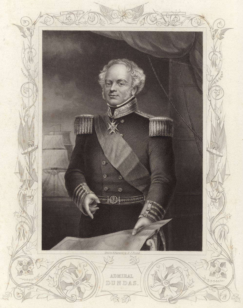 Admiraal Dundas (gravure) door Daniel John. Pound