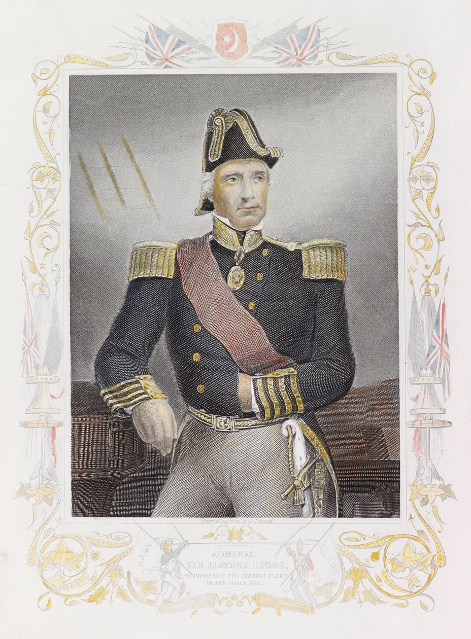 Admiraal Sir Edmund Lyons (gekleurde gravure) door Daniel John. Pound