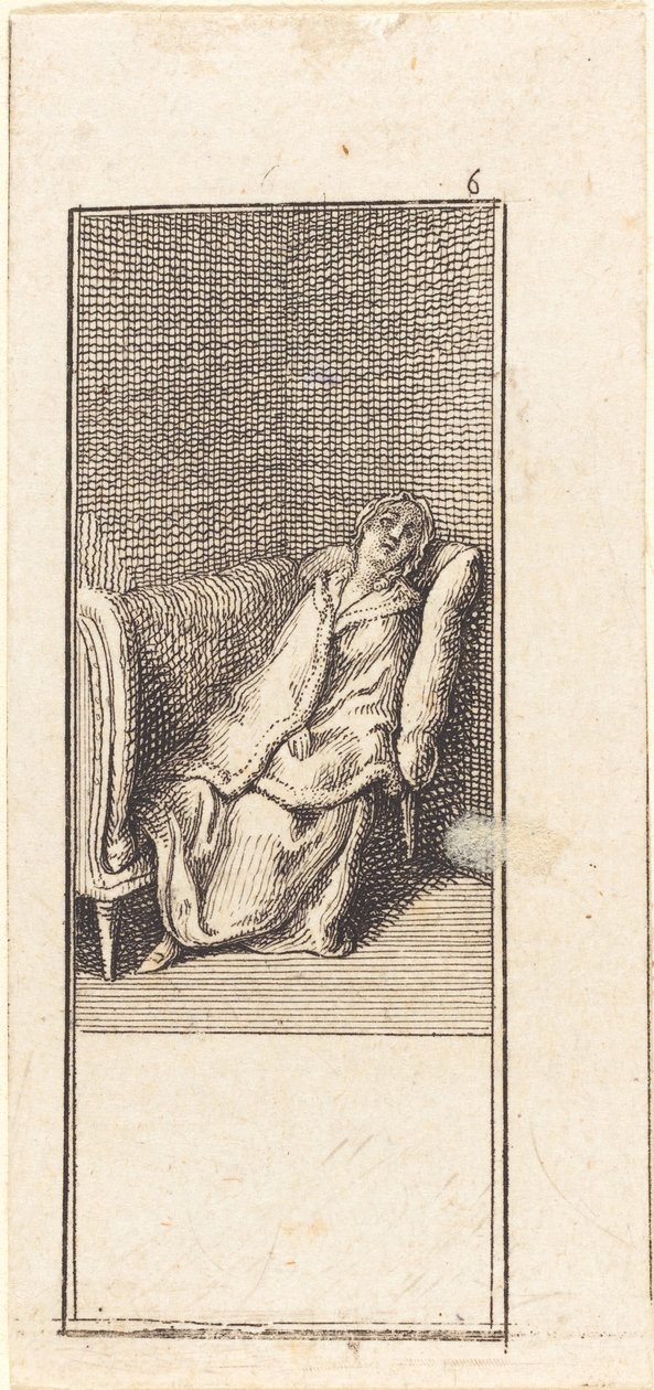 Meisje Slapend op Settee door Daniel Nikolaus Chodowiecki