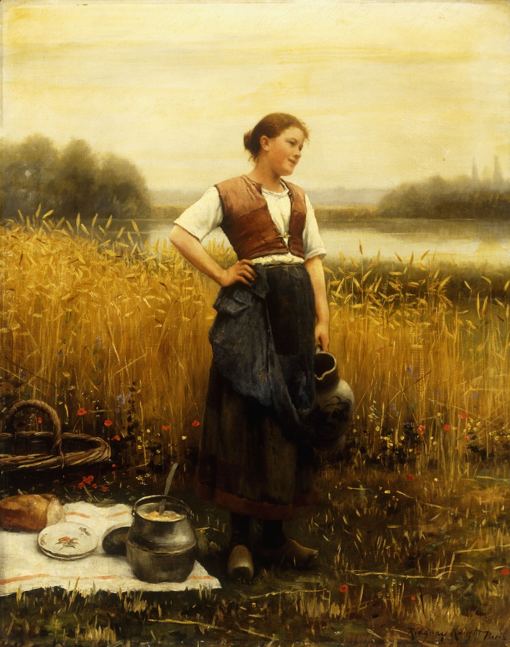 Een oogstlunch door Daniel Ridgway Knight