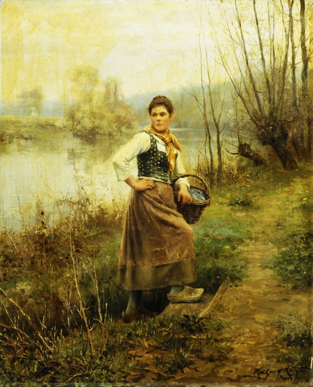 Plattelandsmeisje door Daniel Ridgway Knight