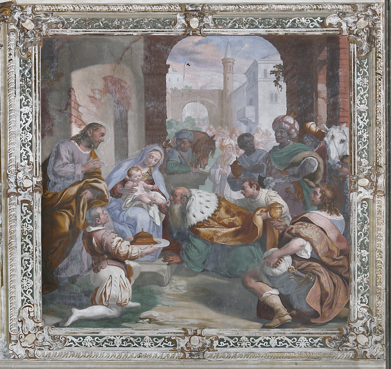 Aanbidding der Wijzen (fresco) door Daniele Crespi