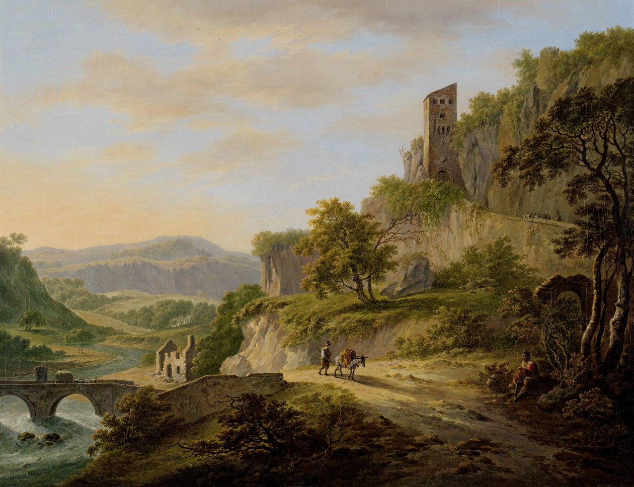 Gezicht op Civita Castellana door Daniël Dupré (signed by artist)