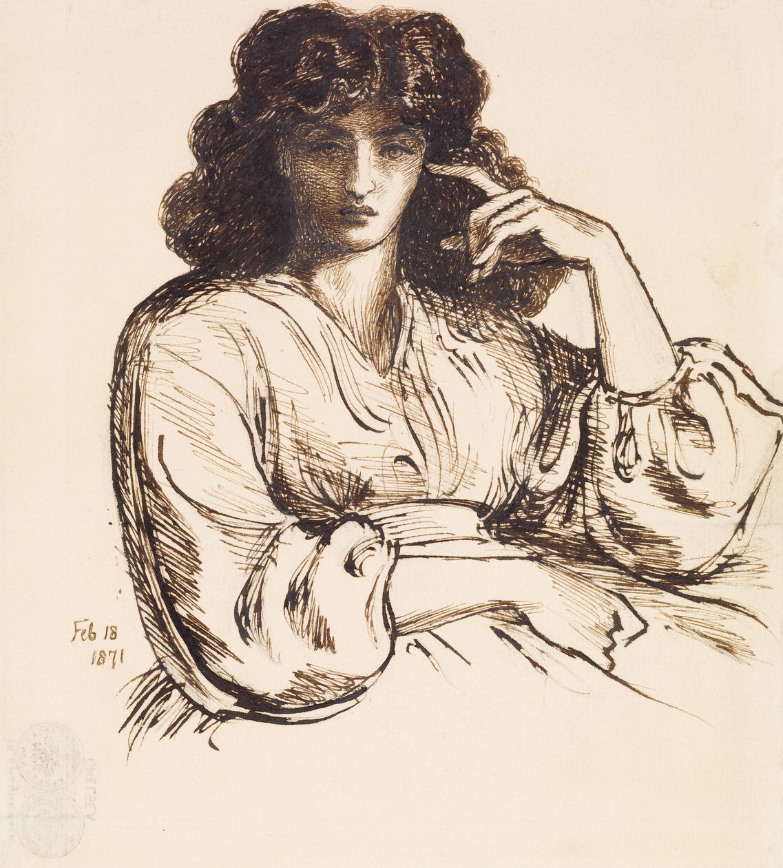 Portret van Jane Morris door Dante Gabriel Charles Rossetti
