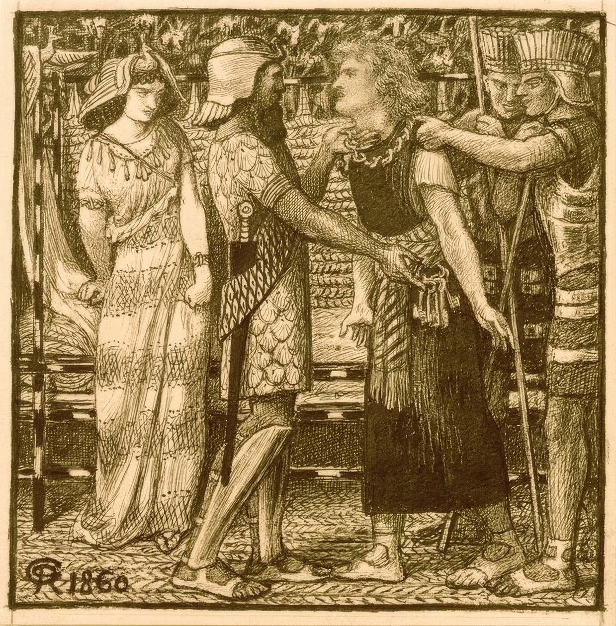 Jozef beschuldigd voor Potifar door Dante Gabriel Charles Rossetti
