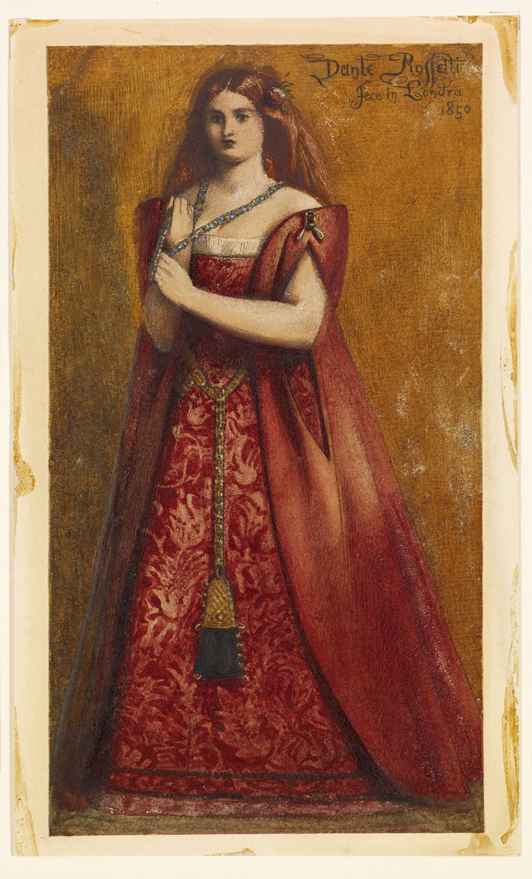 Gekleed in rood [Dressed in Red]. door Dante Gabriel Rossetti
