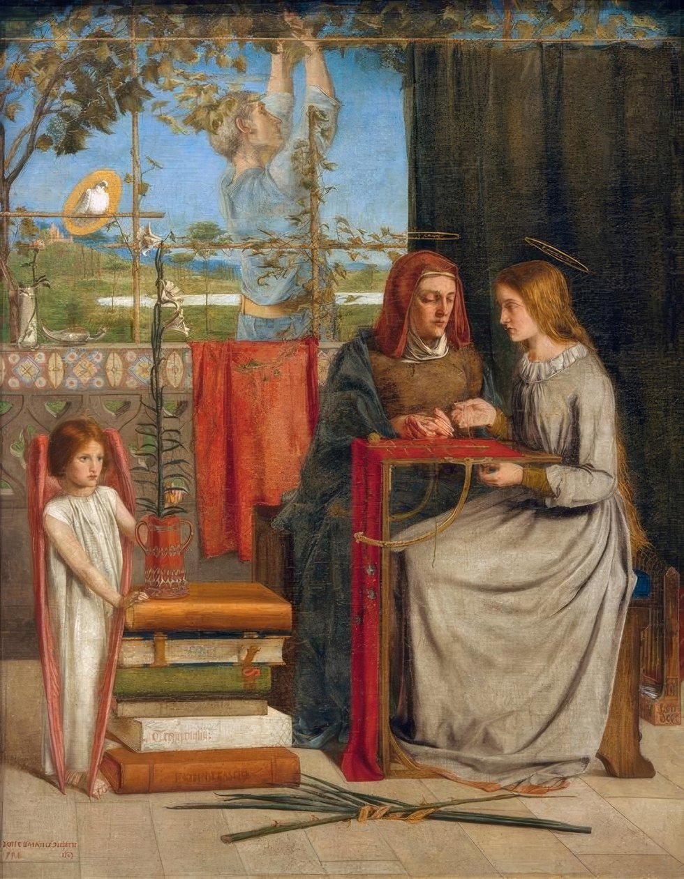 De Jeugd van Maria Maagd door Dante Gabriel Charles Rossetti