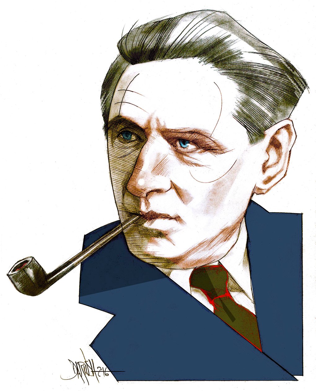 Broch Hermann, 2016 (digitale kleurpotloodtekening) door Dariush Radpour