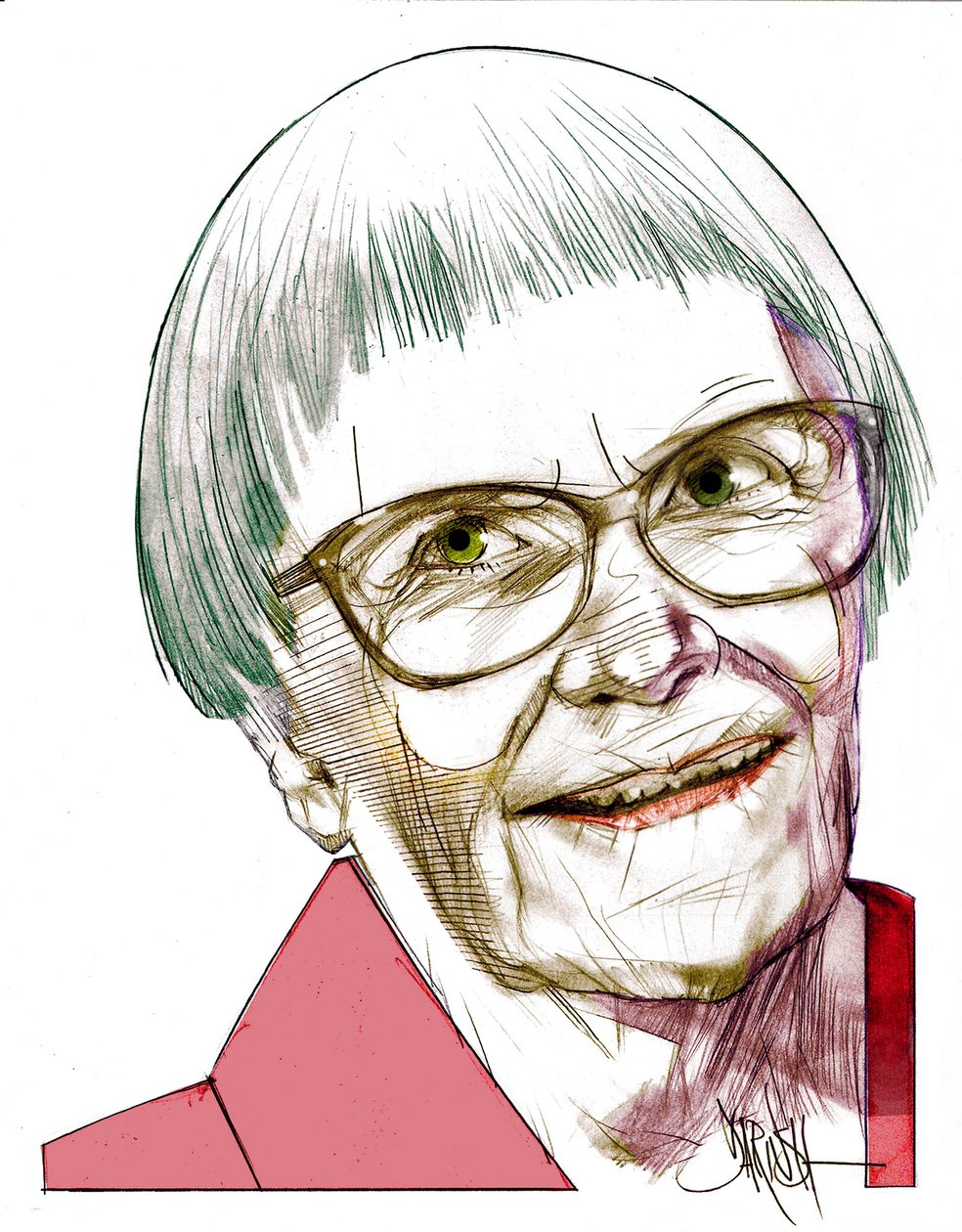 Harper Lee, 2022 (digitale kleurpotloodtekening) door Dariush Radpour