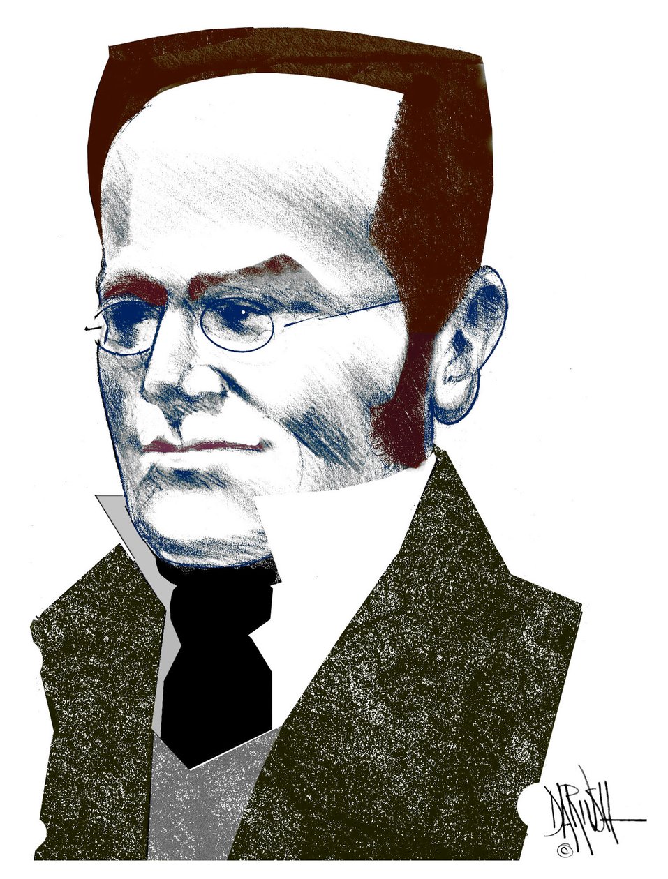 Max Stirner , 2016 (digitale kleurpotloodtekening) door Dariush Radpour