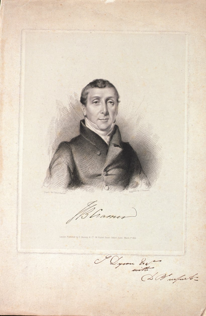 Johann Baptist Cramer gegraveerd door J. Thomson, 1826 door David Barber