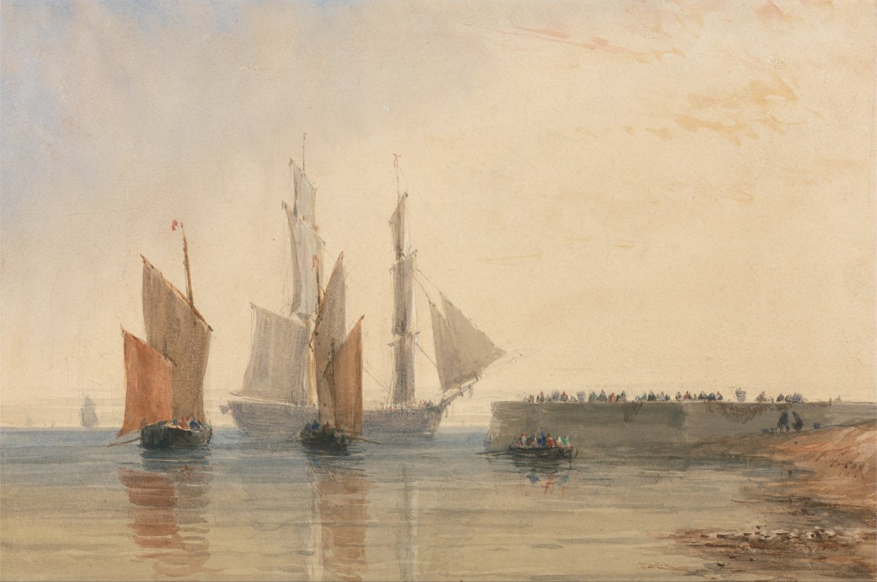 Ingang van de haven van Calais door David Cox