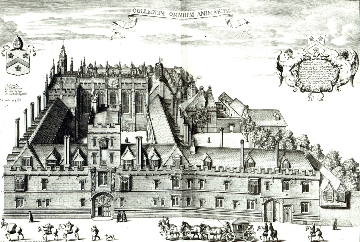 All Souls College, Universiteit van Oxford, 1675 door David Loggan