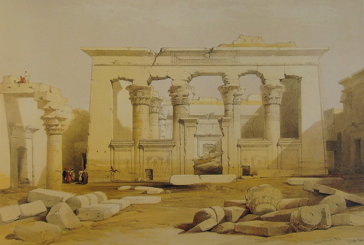 Portiek van de Tempel van Kalabshe, Nubië door David Roberts