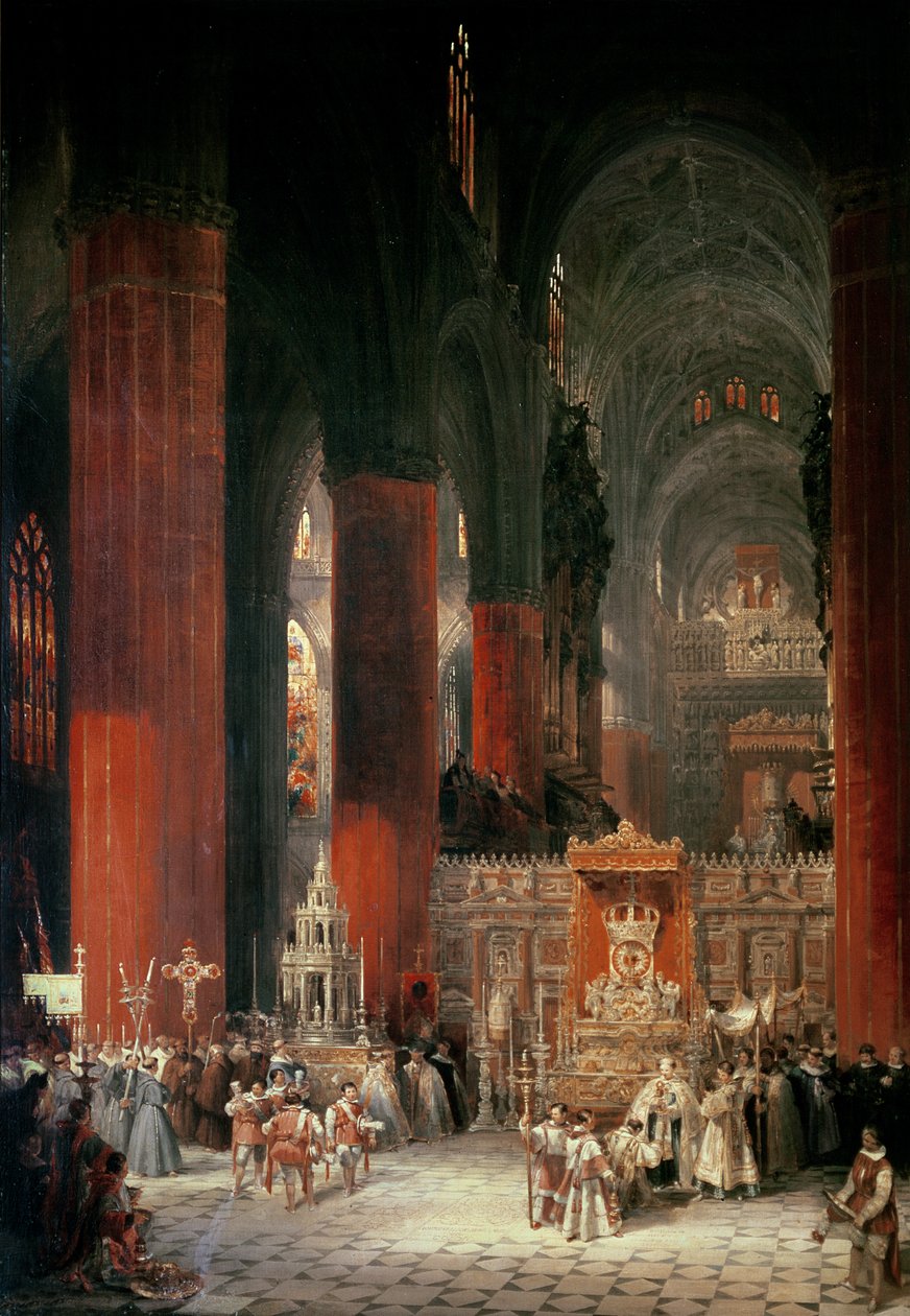 Processie in de kathedraal van Sevilla, 1833 door David Roberts