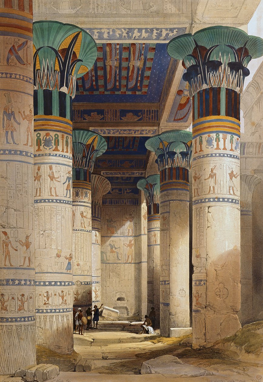 Uitzicht onder de Grote Portiek, Philae, uit Egypte en Nubië, Vol.1 door David Roberts