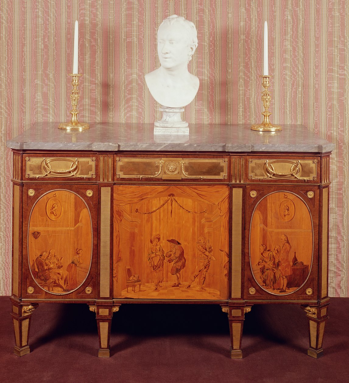 Commode, 1776-79 (marqueterie en blauw turquin marmeren blad) door David Roentgen