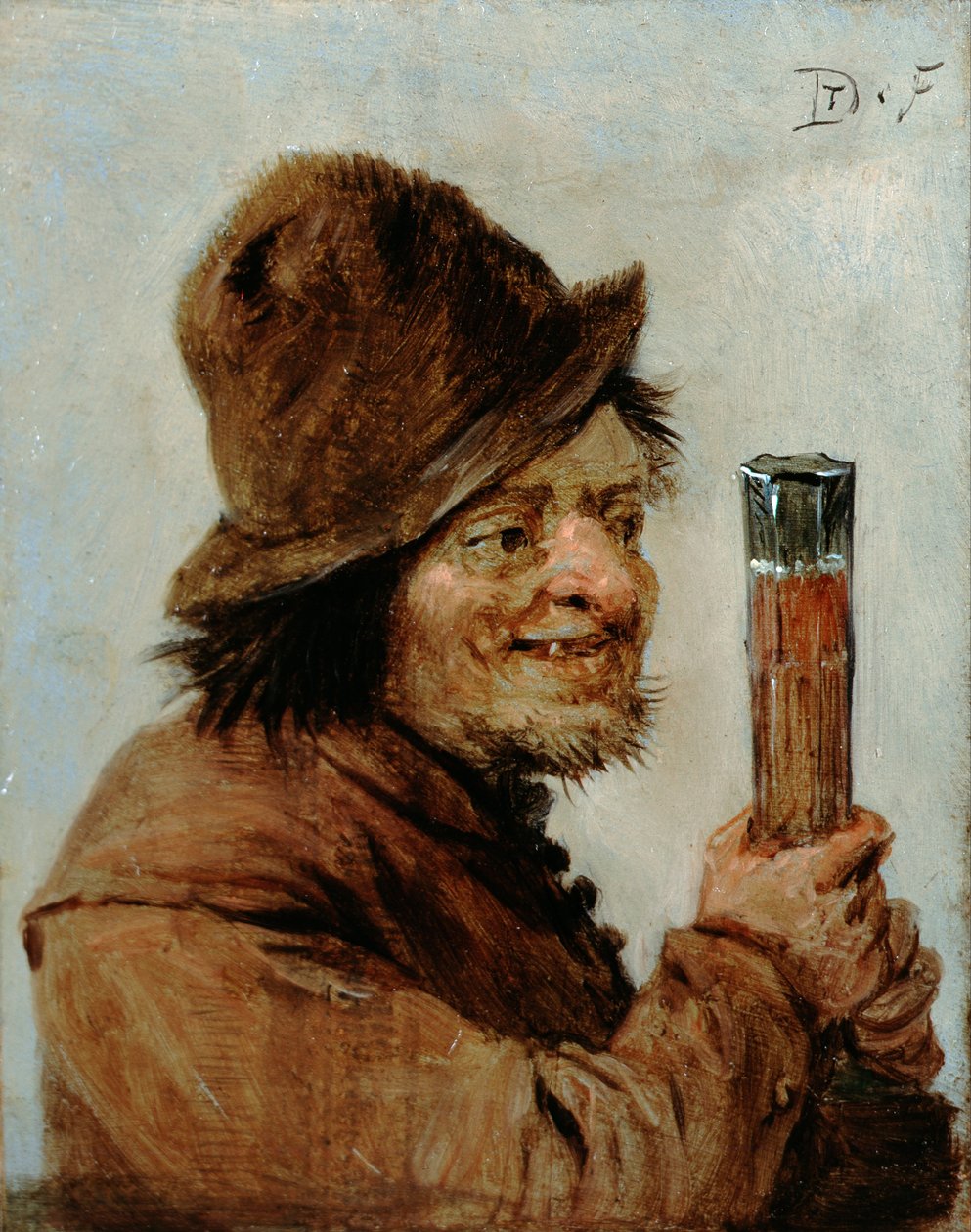 Een boer met een glas door David Teniers the Younger