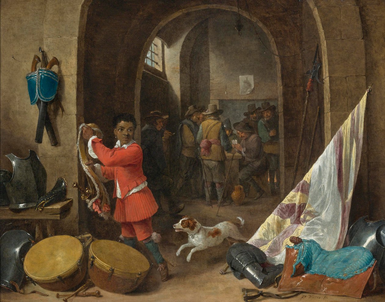 Een wachtkamer interieur door David Teniers the Younger