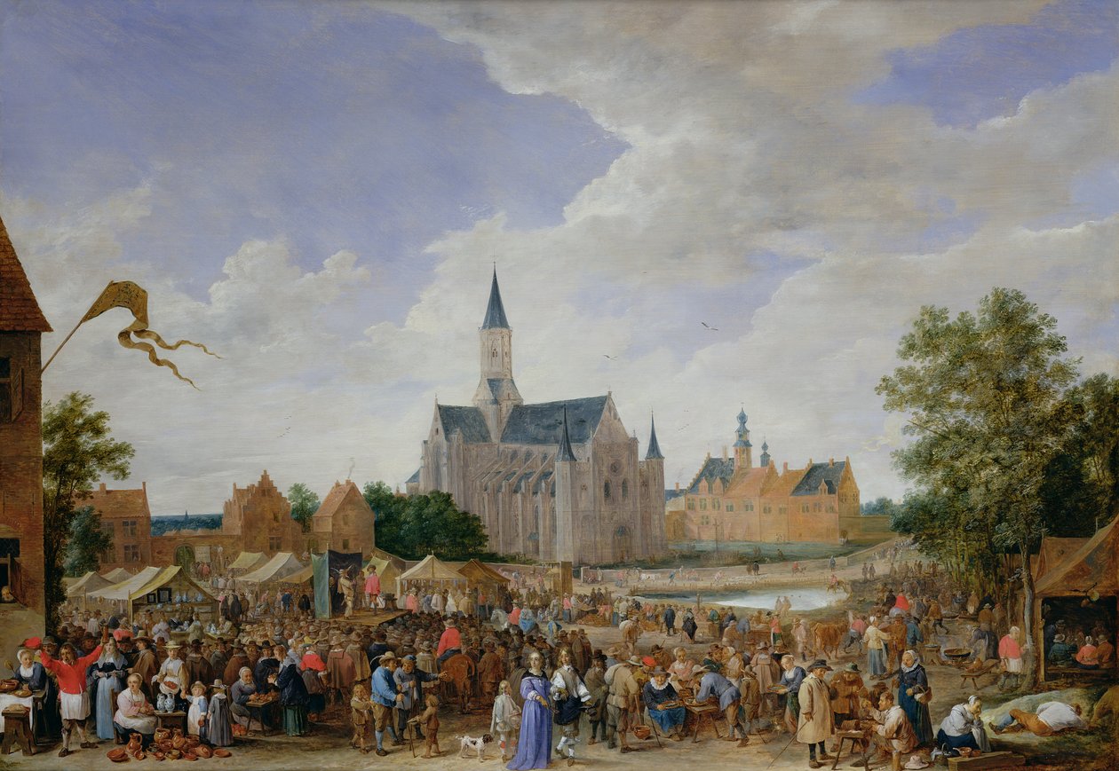 De Pottenbakkersmarkt in Gent door David Teniers the Younger