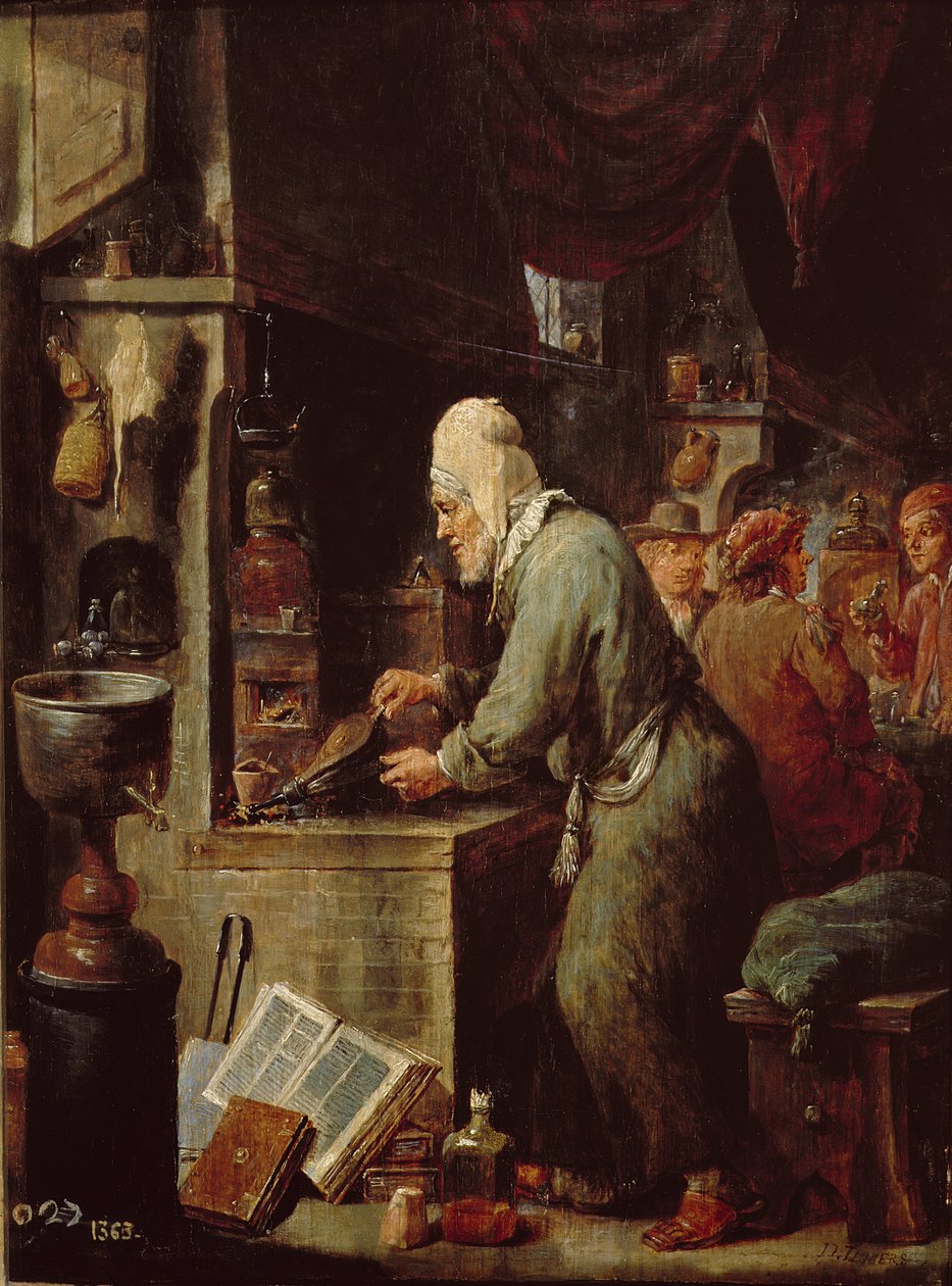 De Alchemist door David Teniers the Younger