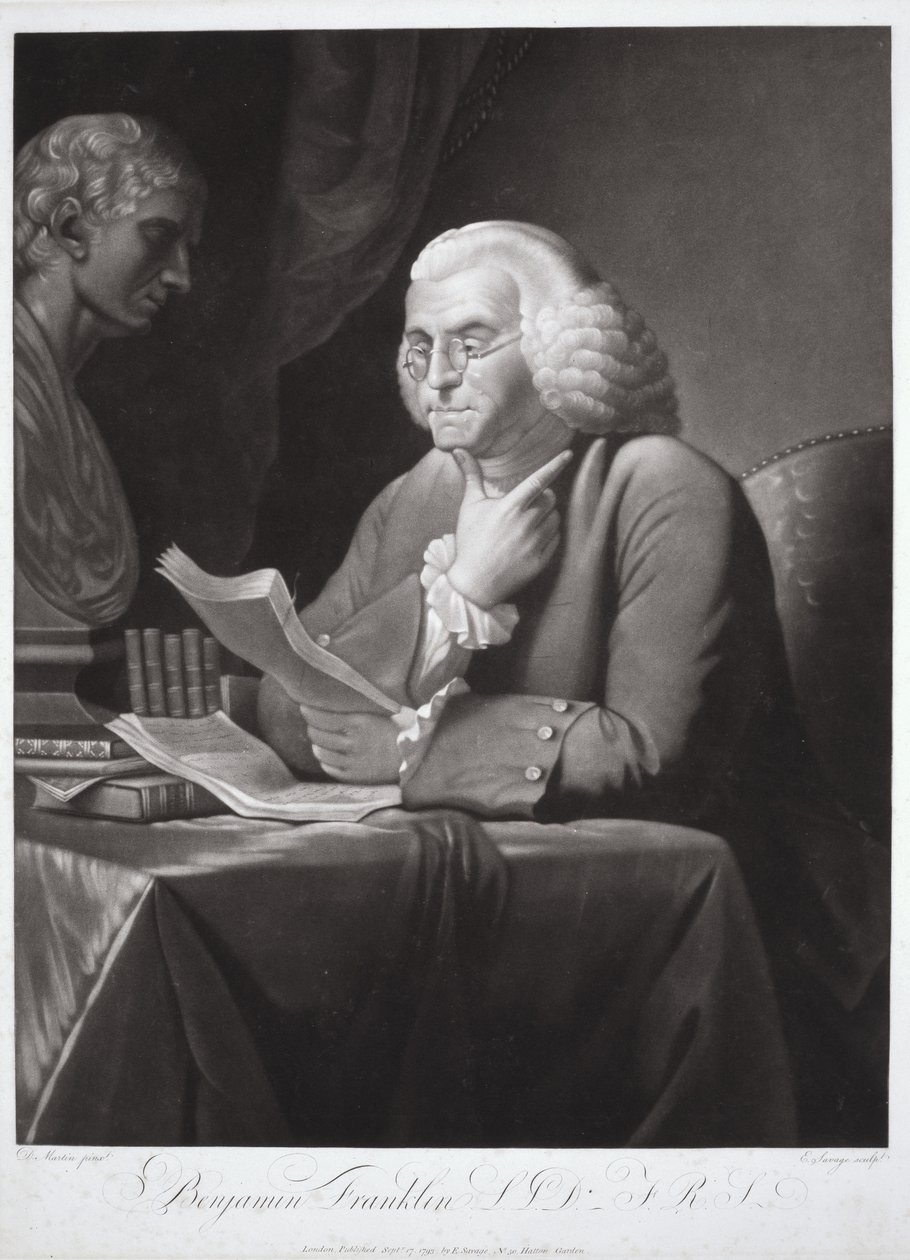 Benjamin Franklin door David (after) Martin