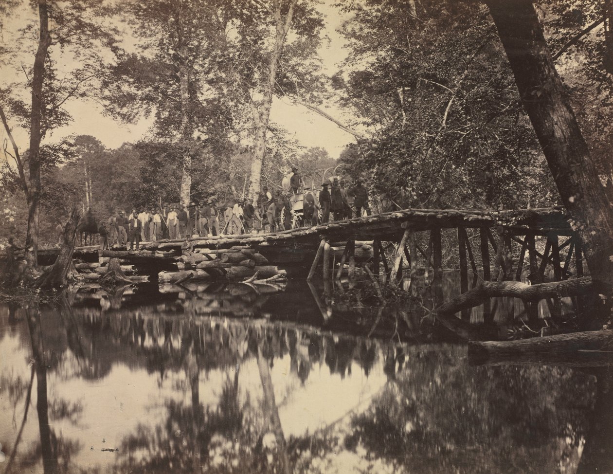 Militaire Brug over de Chickahominy, Virginia door David B. Woodbury