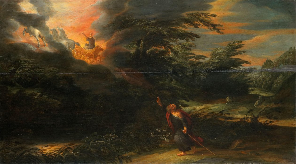 De hemelvaart van Elia (II Koningen 2:11-13) door David Colijns