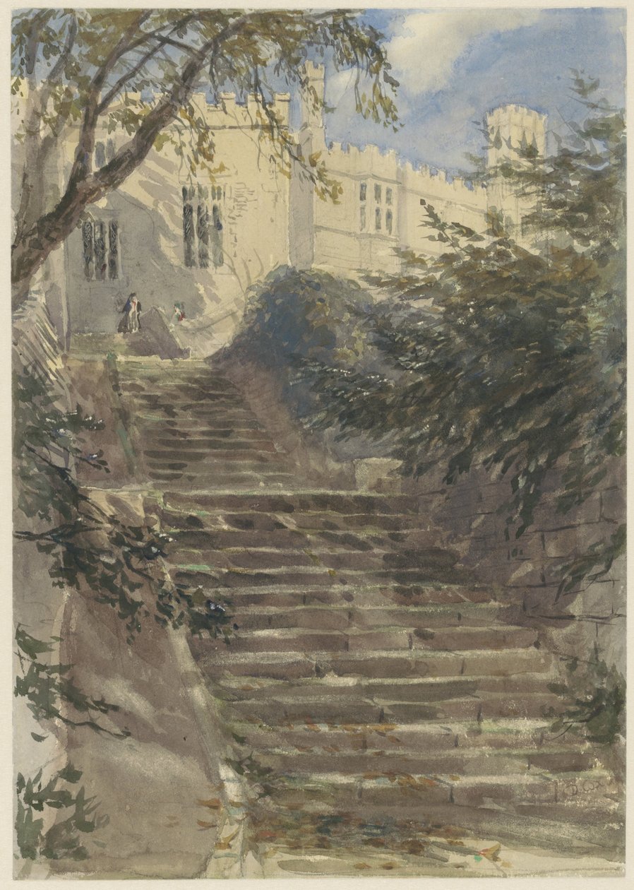 Tuintrap bij Haddon Hall (Derbyshire) door David Cox (I)