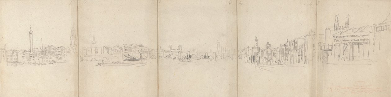 Panorama Oude Londense Brug door David Cox