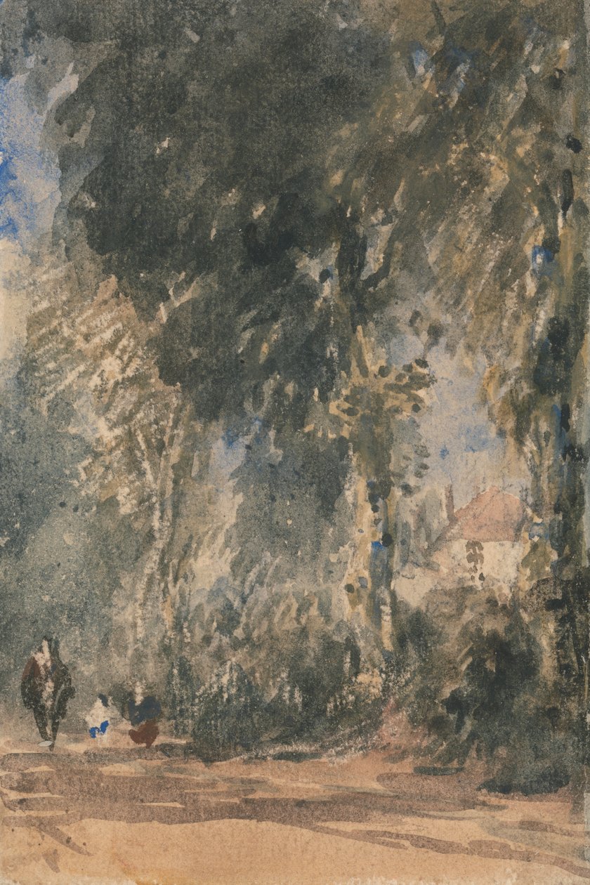 De abdijpoorten met uitzicht op Greenfield House door David Cox
