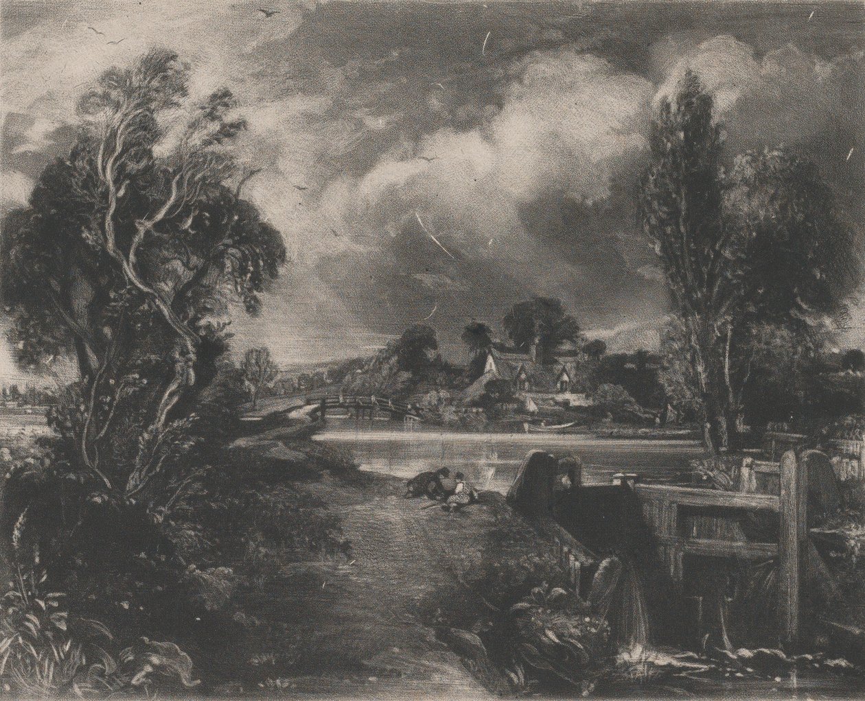 Een Sluis op de Stour, 1830 door David Lucas