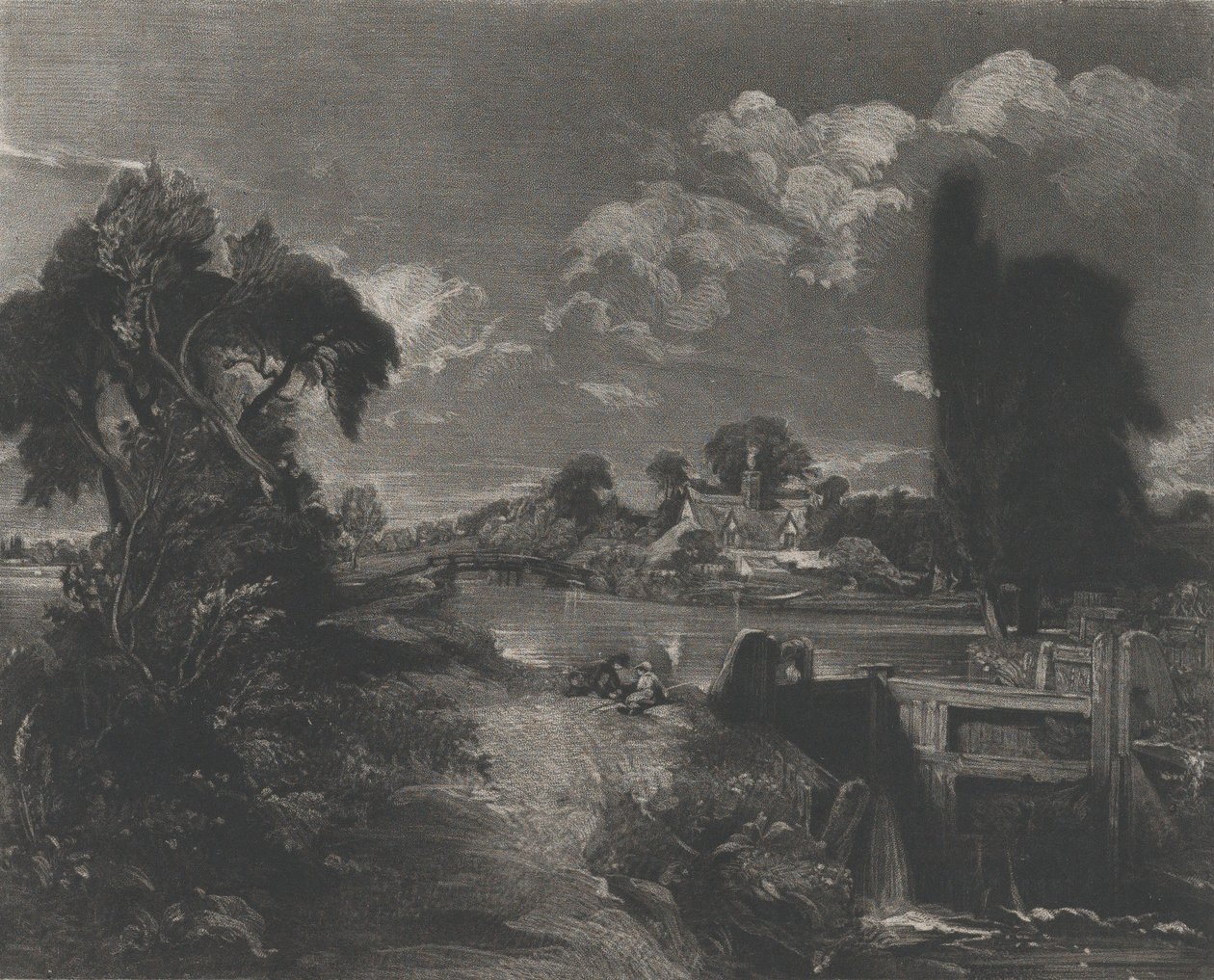 Een Sluis op de Stour, 1830 door David Lucas
